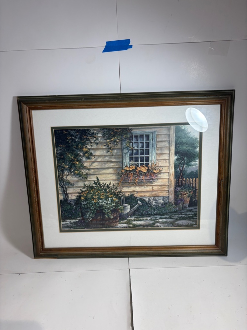 Framed Garden Cottage Print in Wood-Tone Frame Humphries Artwork